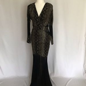 Formal mermaid embroidered gold prom gown